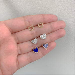 14k Gold & Diamond Lapis Heart Earrings