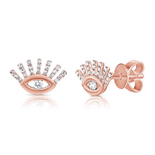 Load image into Gallery viewer, 14k Gold &amp; Diamond Evil Eye Earrings