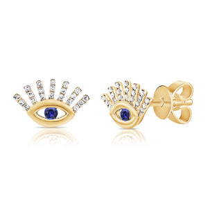 14k Gold & Diamond Evil Eye Earrings