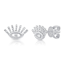 Load image into Gallery viewer, 14k Gold &amp; Diamond Evil Eye Earrings