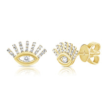 Load image into Gallery viewer, 14k Gold &amp; Diamond Evil Eye Earrings