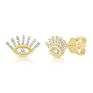 14k Gold & Diamond Evil Eye Earrings