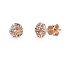 Load image into Gallery viewer, 14k Gold &amp; Diamond Disc Stud Earrings