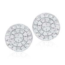 Load image into Gallery viewer, 14k Gold &amp; Diamond Disc Stud Earrings