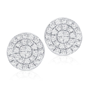 14k Gold & Diamond Disc Stud Earrings