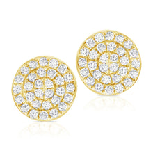 Load image into Gallery viewer, 14k Gold &amp; Diamond Disc Stud Earrings