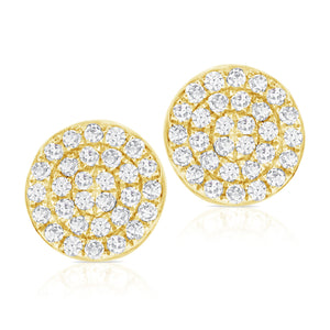 14k Gold & Diamond Disc Stud Earrings