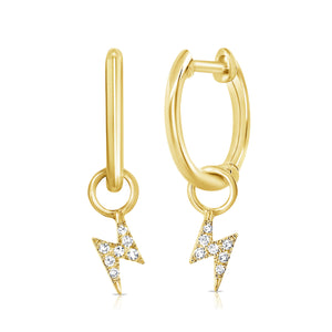 14k Gold & Diamond Lightning Bolt Earrings