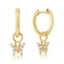 Load image into Gallery viewer, 14k Gold &amp; Diamond Butterfly Earrings
