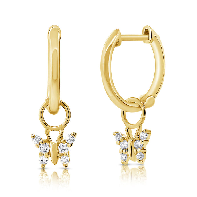 14k Gold & Diamond Butterfly Earrings