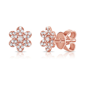 14k Gold & Diamond Flower Earrings