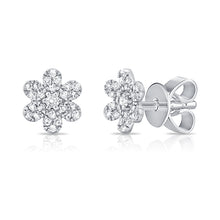 Load image into Gallery viewer, 14k Gold &amp; Diamond Flower Earrings