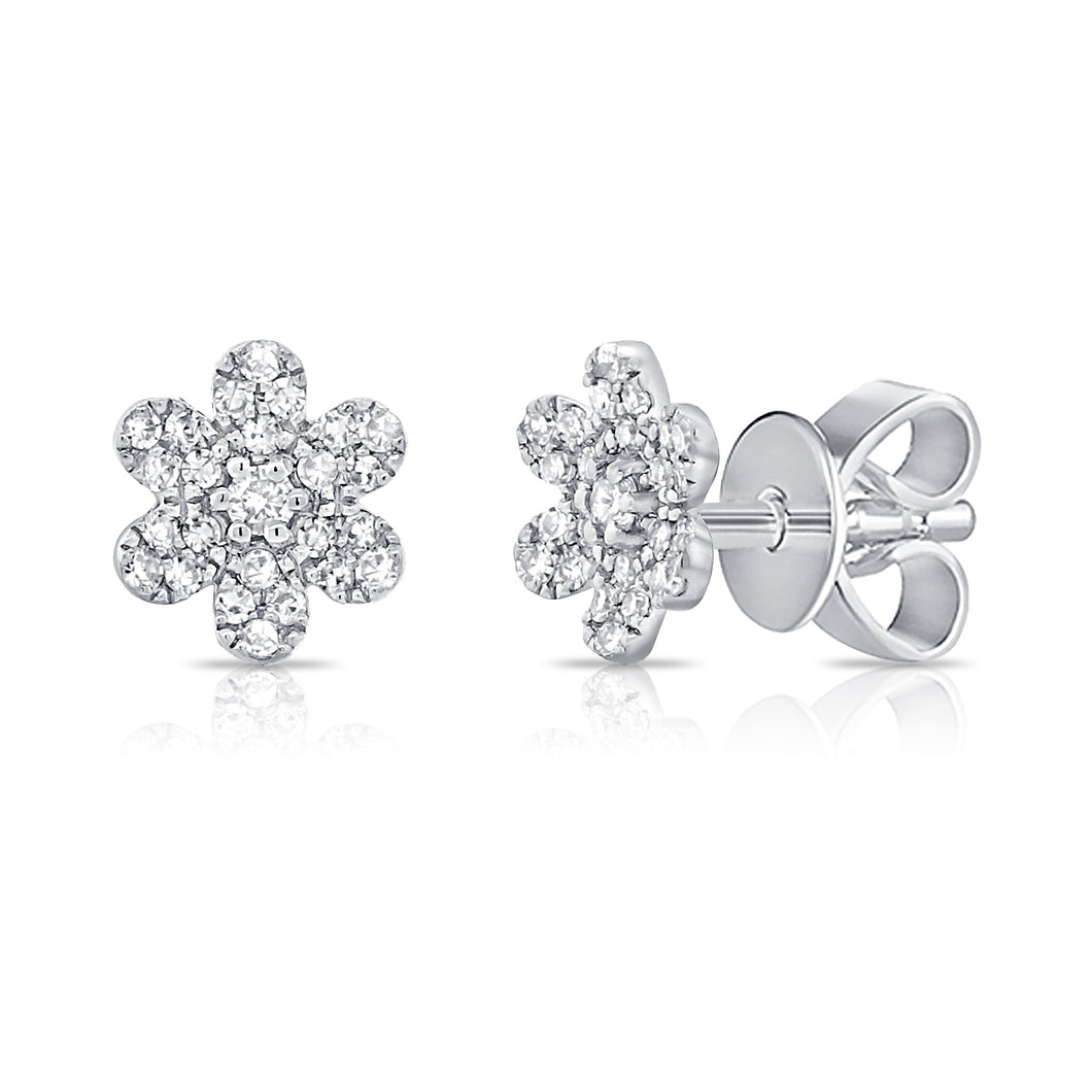 14k Gold & Diamond Flower Earrings
