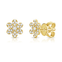 Load image into Gallery viewer, 14k Gold &amp; Diamond Flower Earrings