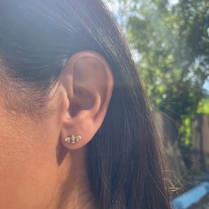 14k Gold & Black Diamond Bumble Bee Stud Earrings
