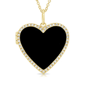 14k Gold & Diamond Heart Necklace Locket