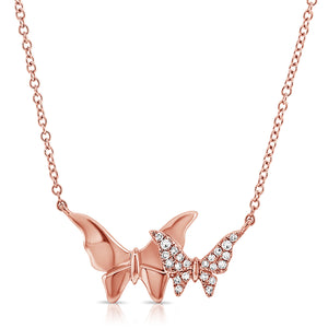 14k Gold & Diamond Butterfly Necklace