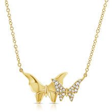 Load image into Gallery viewer, 14k Gold &amp; Diamond Butterfly Necklace