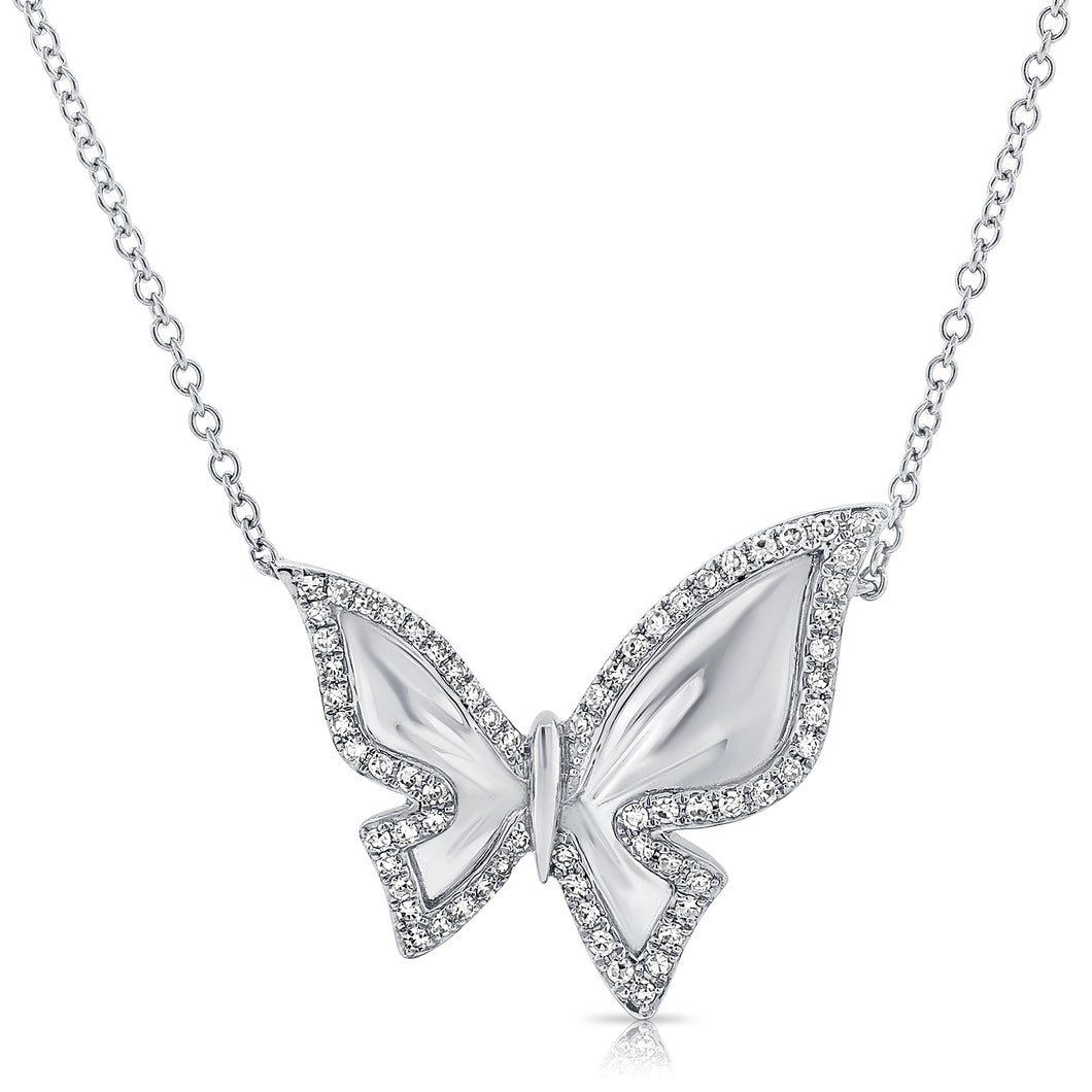 14k Gold & Diamond Butterfly Necklace