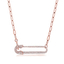 Load image into Gallery viewer, 14k Gold &amp; Diamond Safety Pin Necklace