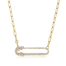 Load image into Gallery viewer, 14k Gold &amp; Diamond Safety Pin Necklace