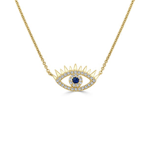 14k Gold & Diamond Evil Eye Necklace