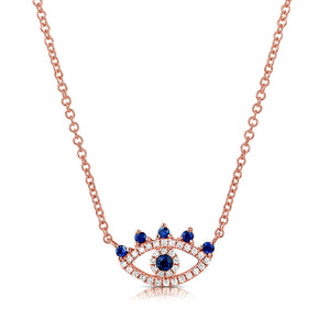 14k Gold & Diamond Evil Eye Necklace