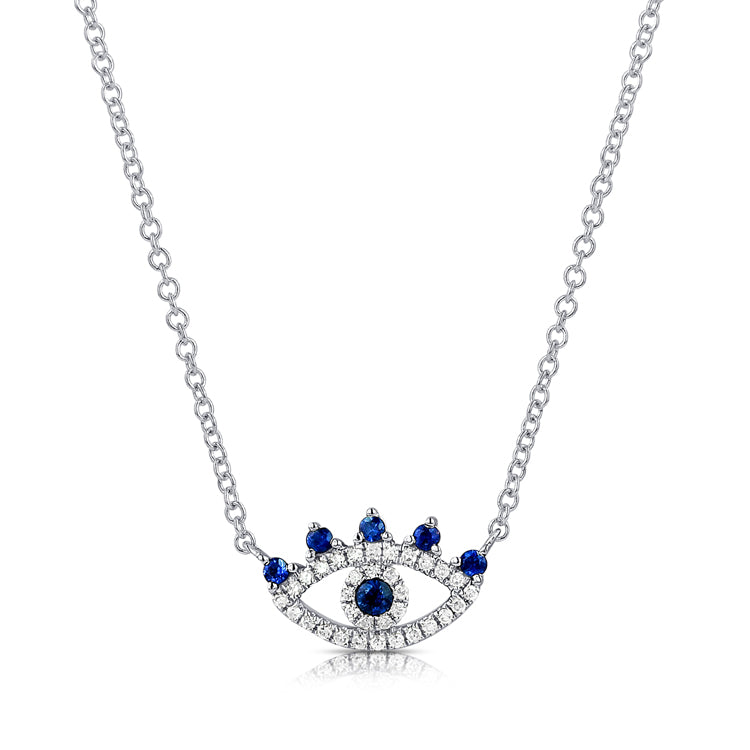 14k Gold & Diamond Evil Eye Necklace