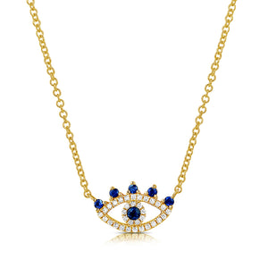 14k Gold & Diamond Evil Eye Necklace