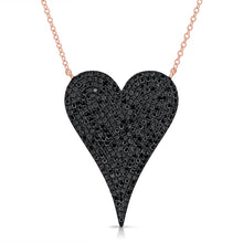 Load image into Gallery viewer, 14k Gold &amp; Black Diamond Heart Necklace