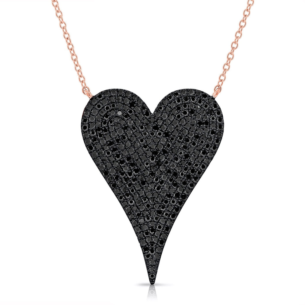 14k Gold & Black Diamond Heart Necklace