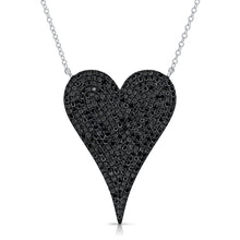 Load image into Gallery viewer, 14k Gold &amp; Black Diamond Heart Necklace