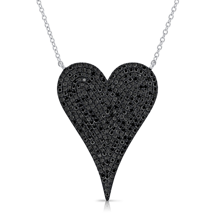 14k Gold & Black Diamond Heart Necklace