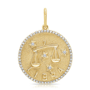 14k Gold & Diamond Zodiac Charm -Libra