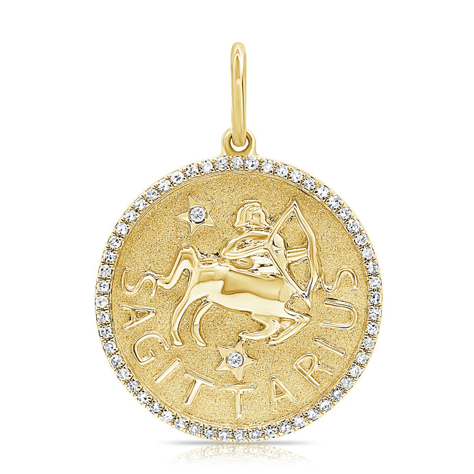 14k Gold & Diamond Zodiac Charm - Sagittarius