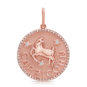 14k Gold & Diamond Zodiac Charm - Capricorn