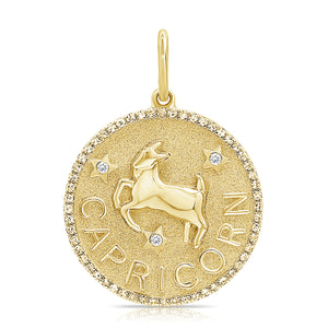 14k Gold & Diamond Zodiac Charm - Capricorn