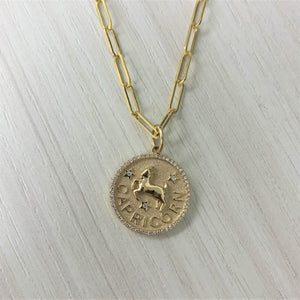 14k Gold & Diamond Zodiac Charm - Capricorn