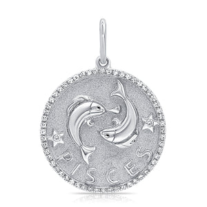 14k Gold & Diamond Zodiac Charm - Pisces