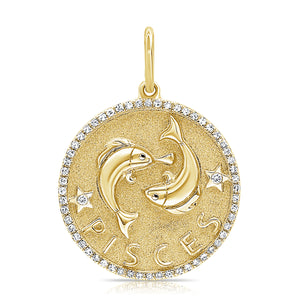 14k Gold & Diamond Zodiac Charm - Pisces