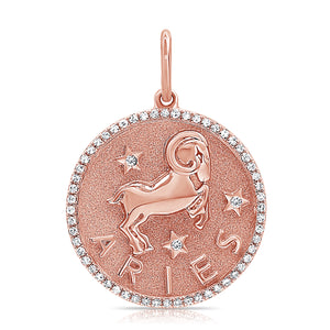 14k Gold & Diamond Zodiac Charm - Aries