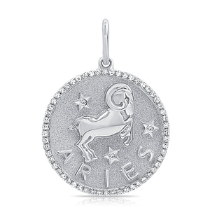 14k Gold & Diamond Zodiac Charm - Aries