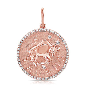 14k Gold & Diamond Zodiac Charm - Taurus