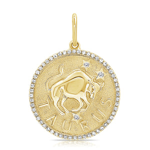 14k Gold & Diamond Zodiac Charm - Taurus