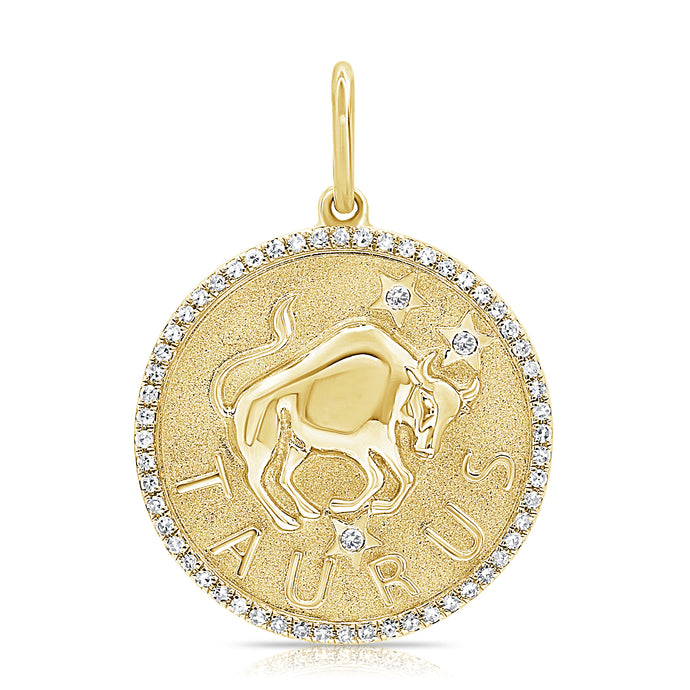 14k Gold & Diamond Zodiac Charm - Taurus