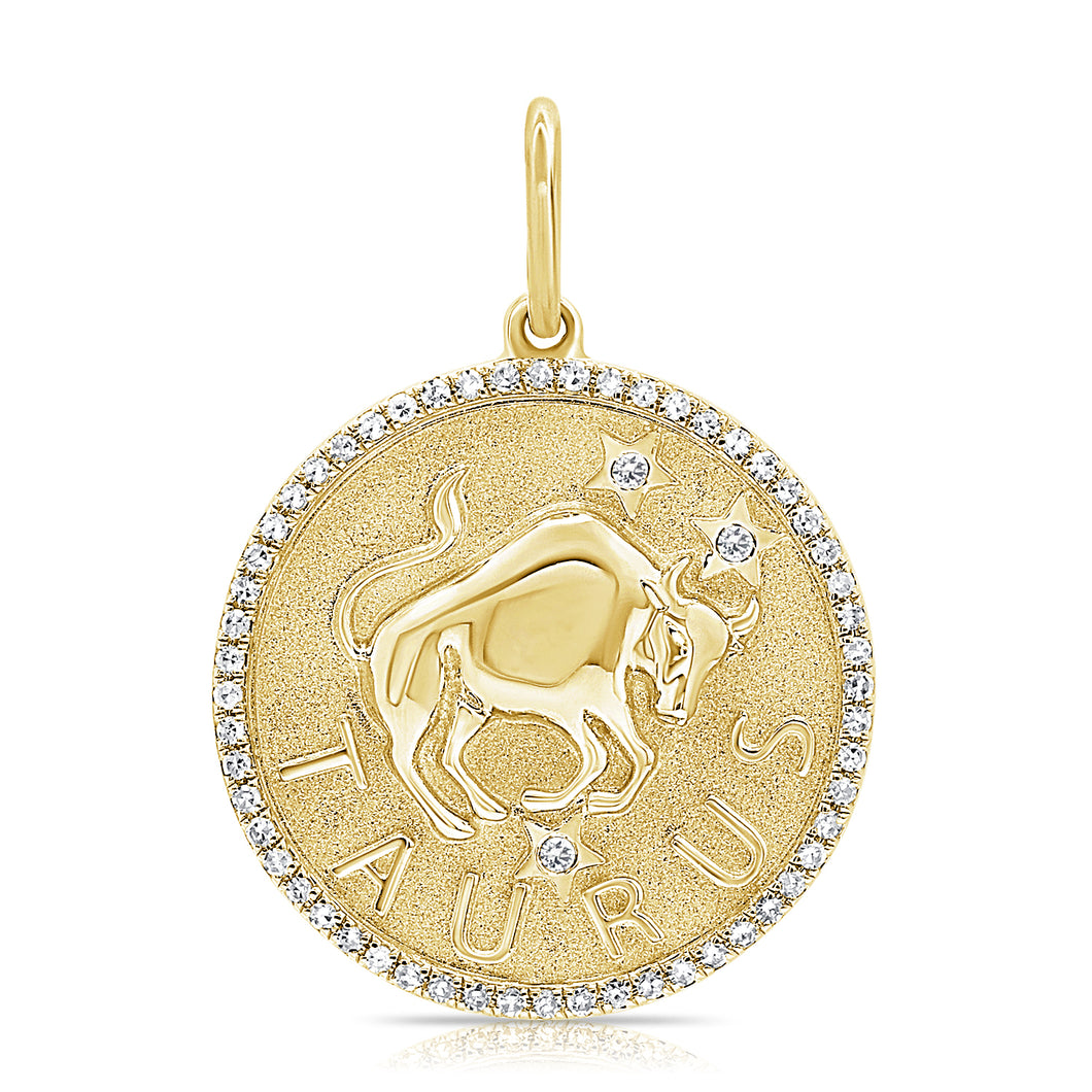 14k Gold & Diamond Zodiac Charm - Taurus