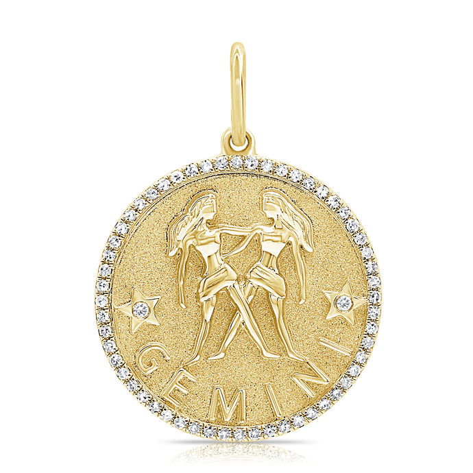14k Gold & Diamond Zodiac Charm - Gemini