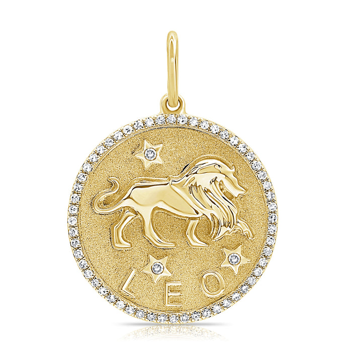 14k Gold & Diamond Zodiac Charm - Leo
