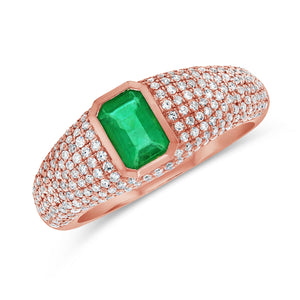 14k Gold Diamond & Green Emerald Ring