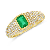 14k Gold Diamond & Green Emerald Ring